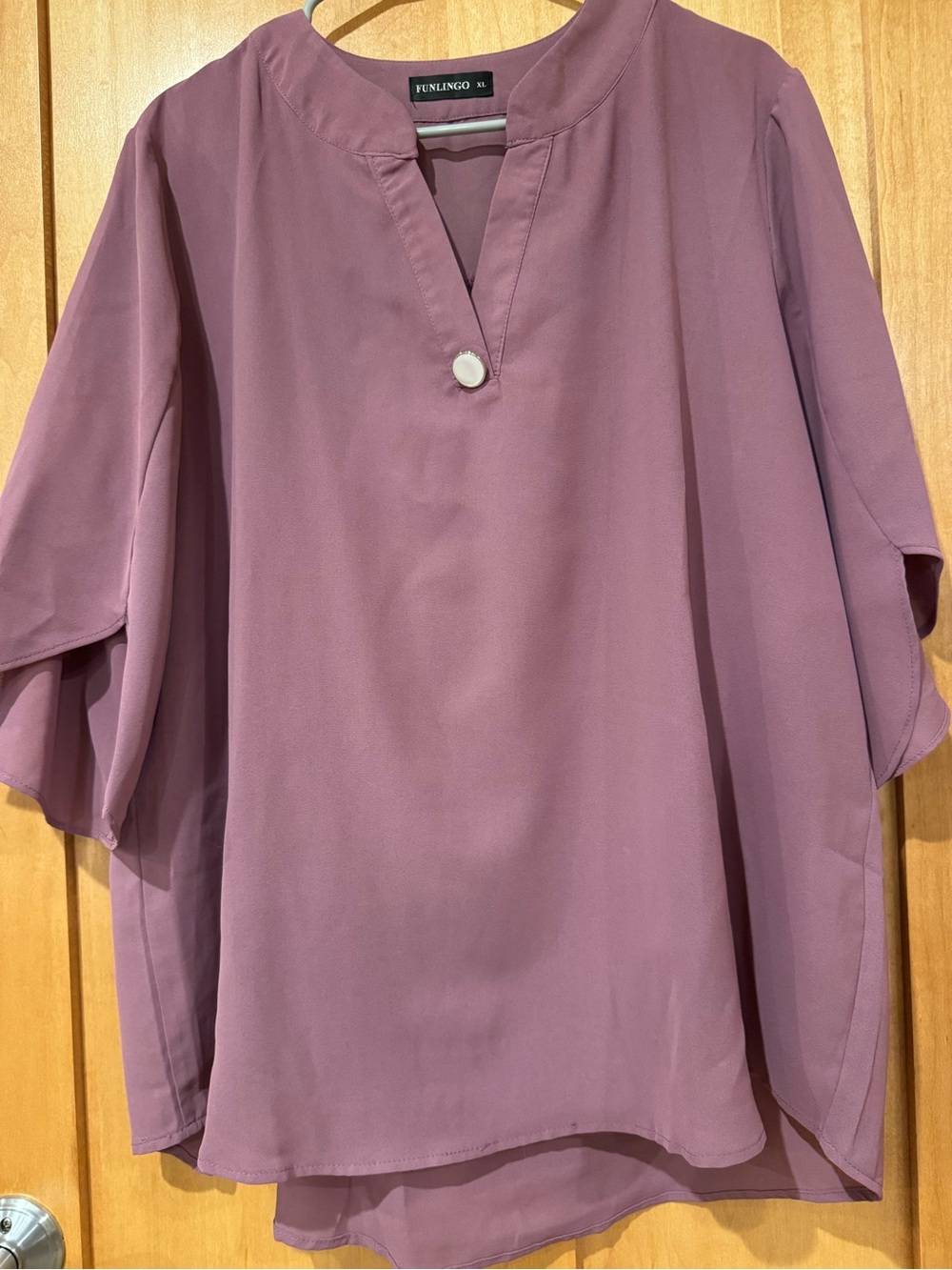 Set of two Women's  Button-Detail Blouses- one mauve and one gray